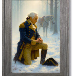 21"x25" Driftwood Gray Framed Giclée Canvas Print - The Prayer at Valley Forge