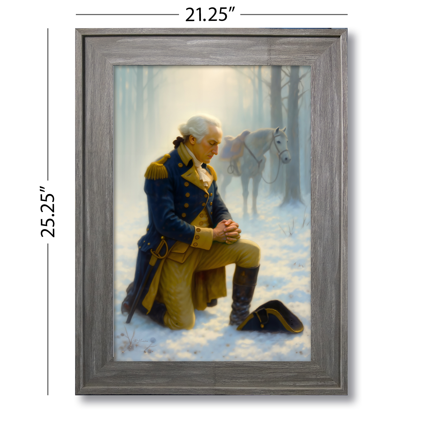 21"x25" Driftwood Gray Framed Giclée Canvas Print - The Prayer at Valley Forge - Image 2