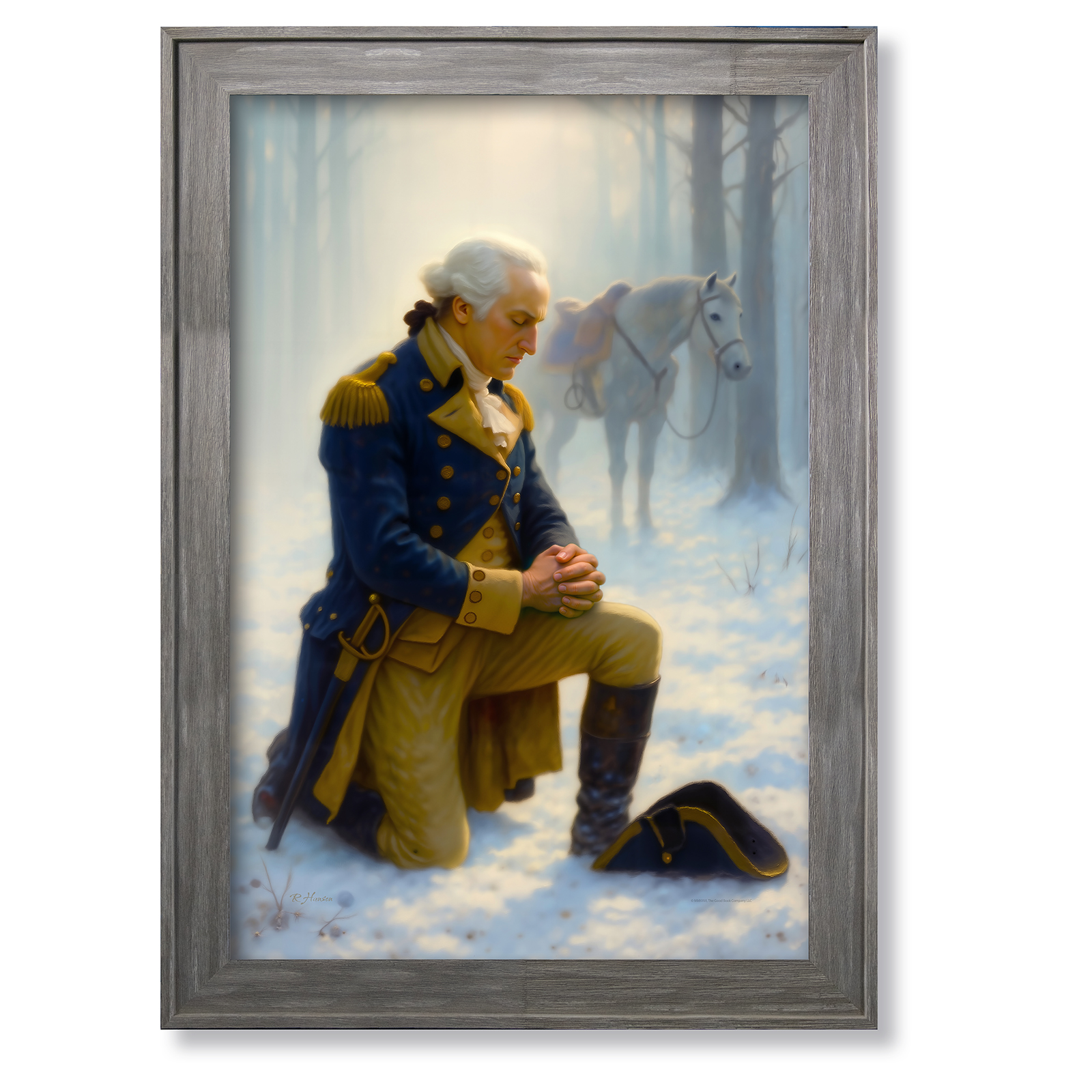30"x42" Driftwood Gray Framed Giclée Canvas Print - The Prayer at Valley Forge